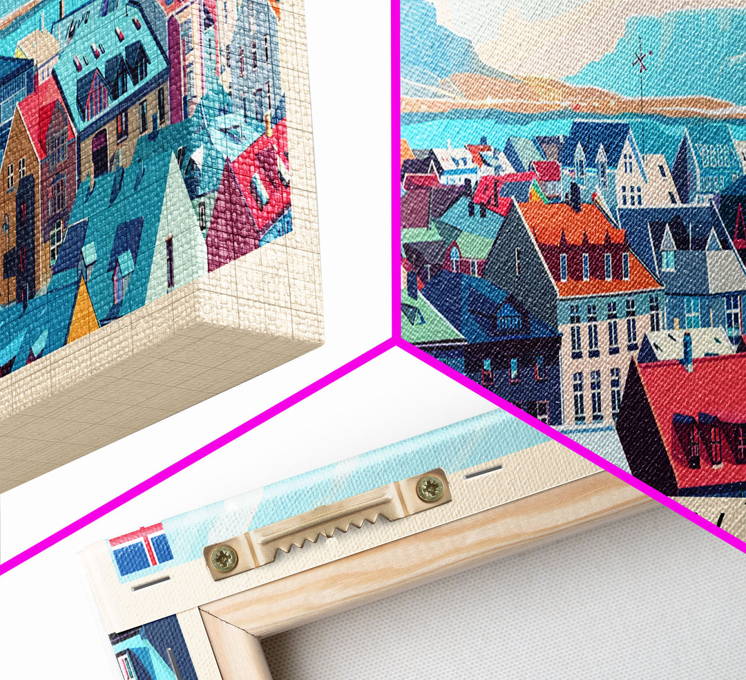 Reykjavik Iceland Wall Art, Panoramic Travel Poster, Panoramic Framed Canvas Print, City Wall Art, Wall Hanging Home Decor, Travel Art