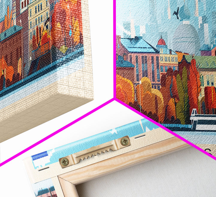 Saransk Russia Panoramic Travel Poster, Framed Canvas Print or Metal Wall Art, Travel Art, Home Decor, Panoramic Painting, Midcentury Art