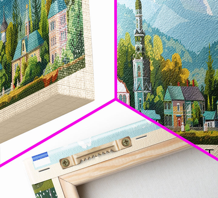 Shakhty Russia Panoramic Travel Poster, Framed Canvas Print or Metal Wall Art, Travel Art, Home Decor, Panoramic Painting, Midcentury Art