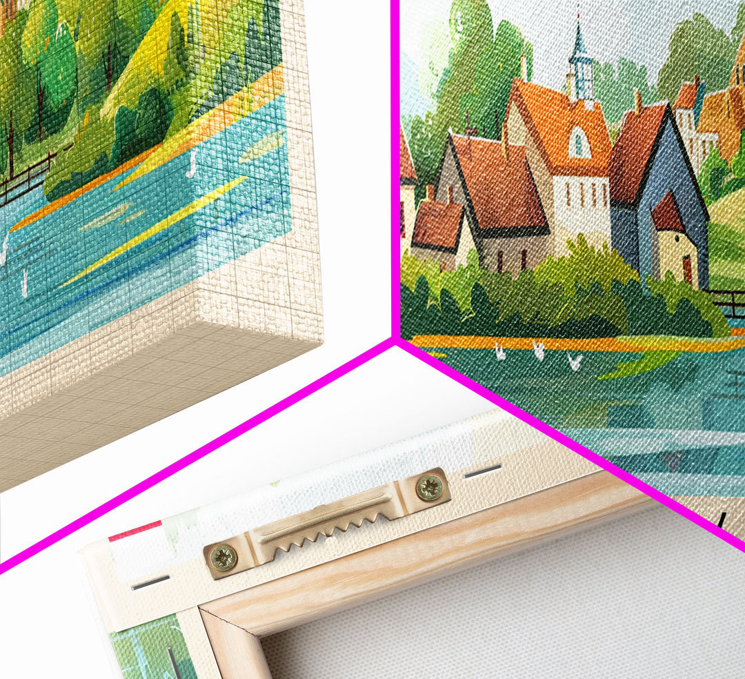 Sosnowiec Poland Panoramic Travel Poster, Framed Canvas Print or Metal Wall Art, Travel Art, Home Decor, Panoramic Painting, Midcentury Art