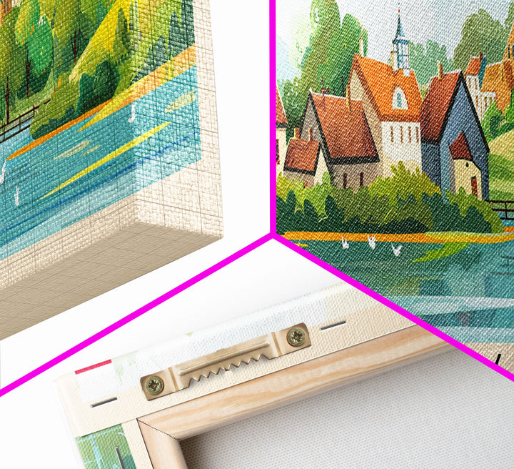 Sosnowiec Poland Panoramic Travel Poster, Framed Canvas Print or Metal Wall Art, Travel Art, Home Decor, Panoramic Painting, Midcentury Art