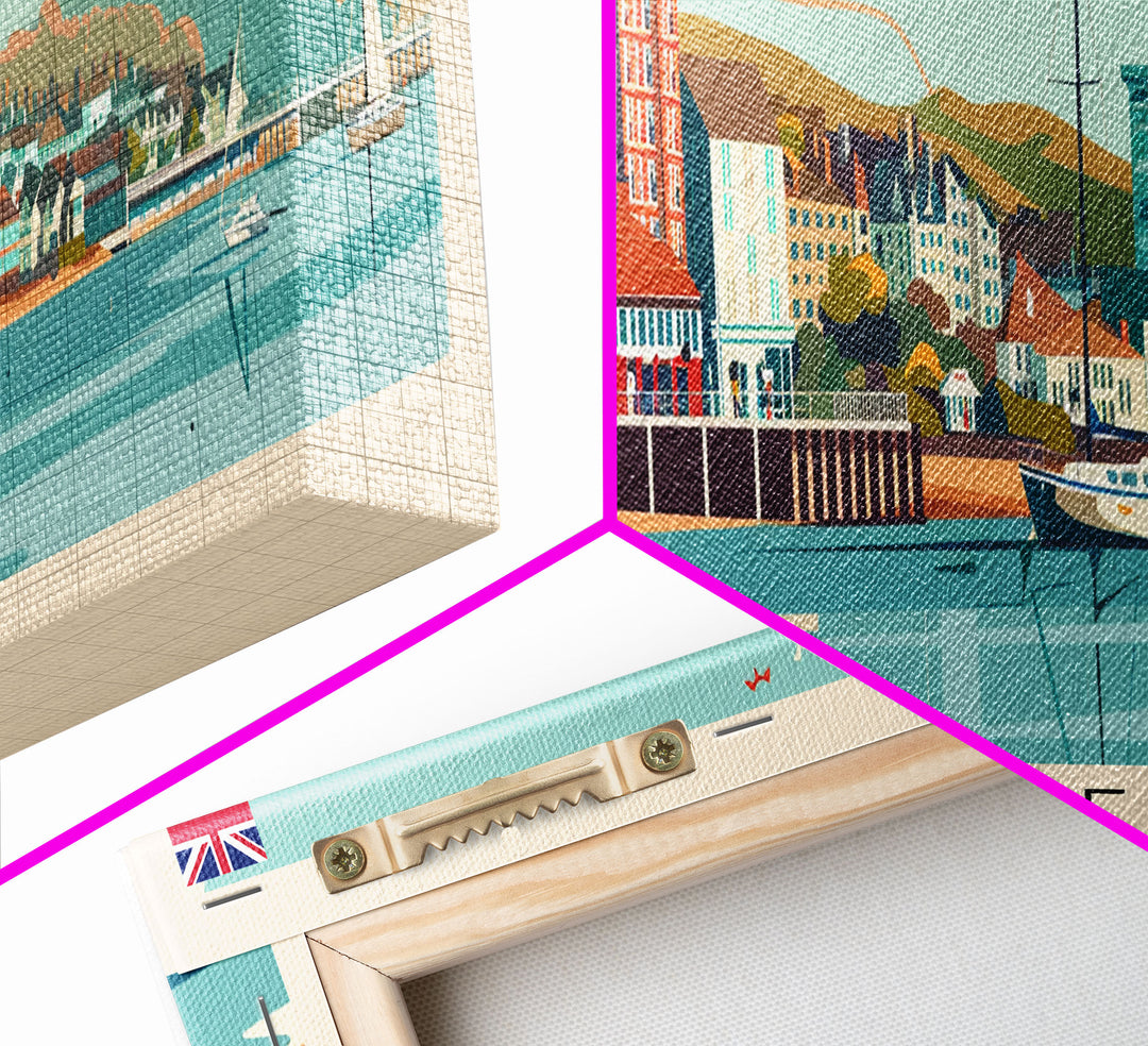 Swansea United Kingdom Wall Art, Panoramic Travel Poster, Panoramic Framed Canvas Print, City Wall Art, Wall Hanging Home Decor, Travel Art