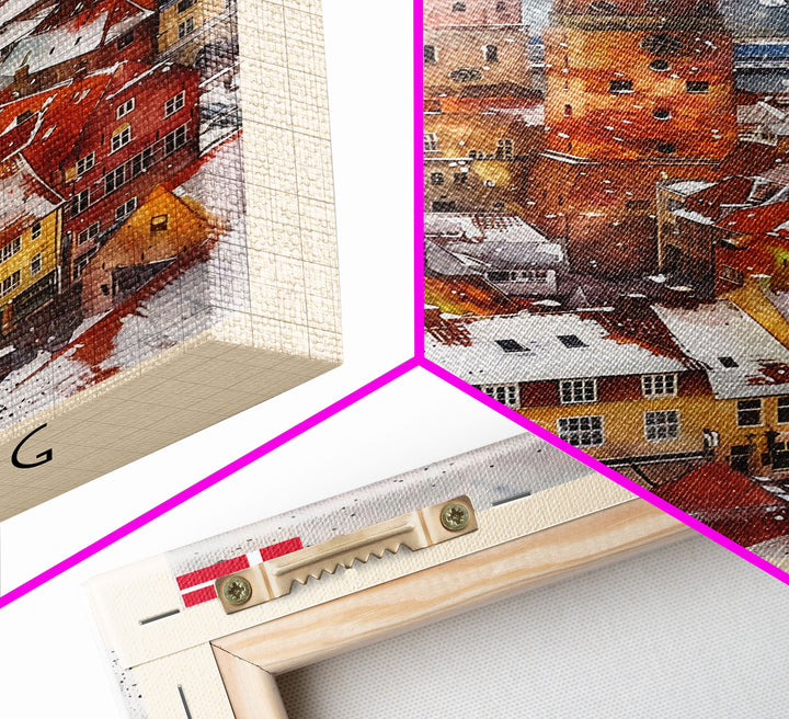 Vibrant Aalst Belgium Cityscape Reflection, Framed Canvas Print, Perfect for Bedroom Art, Boho Style, Home Decor Wall Art