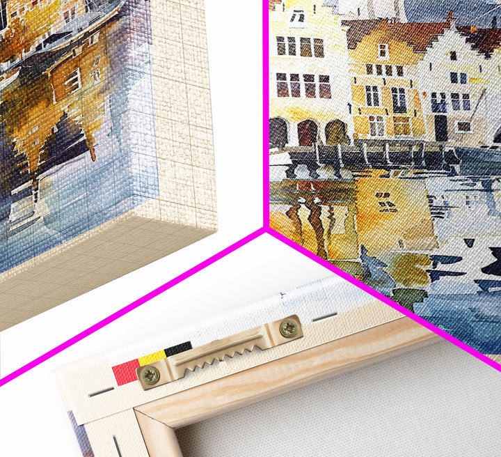 Colorful Aarhus Denmark Autumn Scene, Framed Canvas Print, Ideal for Living Room Art, Rustic Decor, Home Decoration