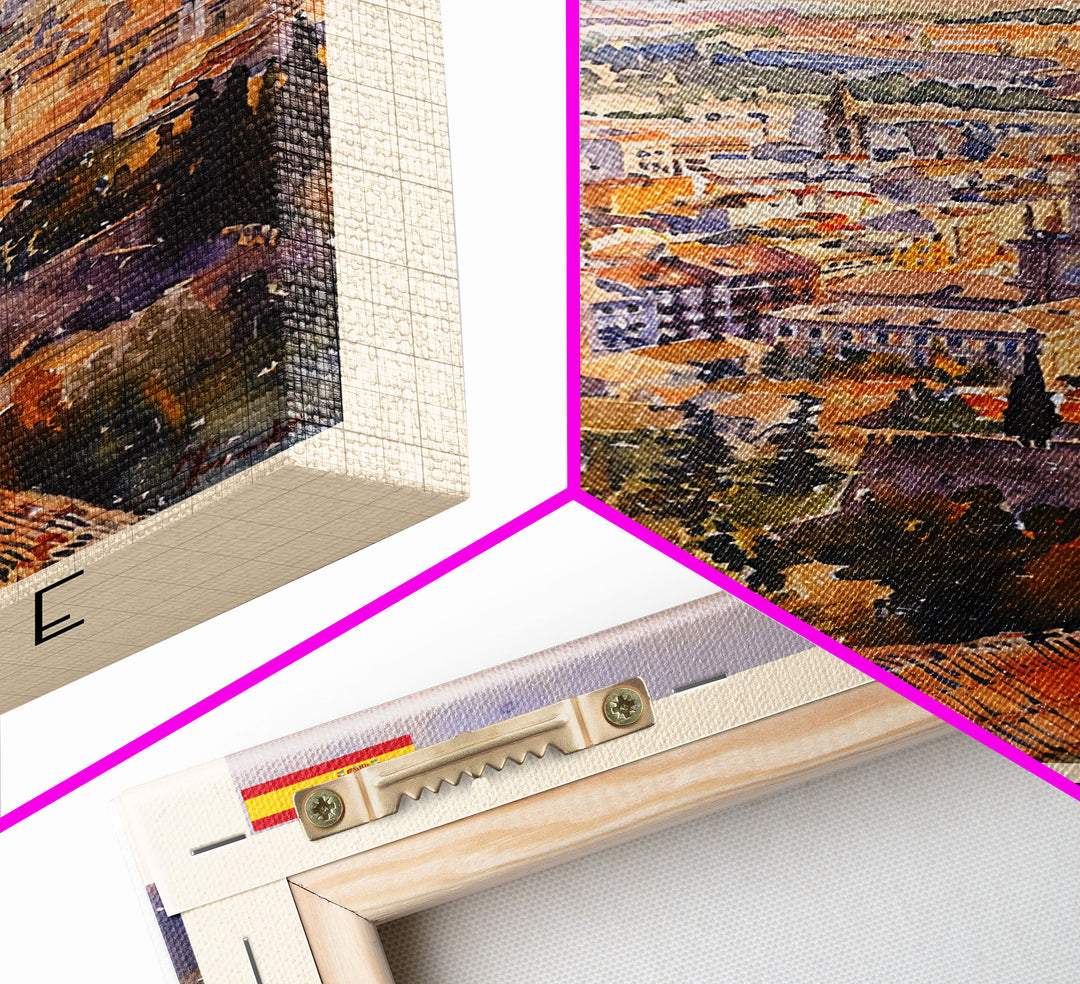 Albacete Spain Skyline Travel Poster Art, Framed Canvas Print, Vibrant Wall Art for Living Room, Bedroom Decor, Home Decoration