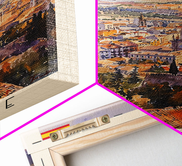 Albacete Spain Skyline Travel Poster Art, Framed Canvas Print, Vibrant Wall Art for Living Room, Bedroom Decor, Home Decoration