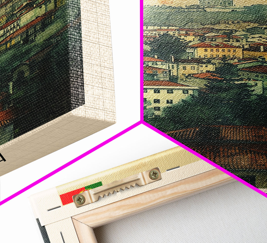 Almada Portugal Historic City Travel Poster Art, Framed Canvas Print, Beautiful Wall Art for Living Room or Bedroom, Home Decoration