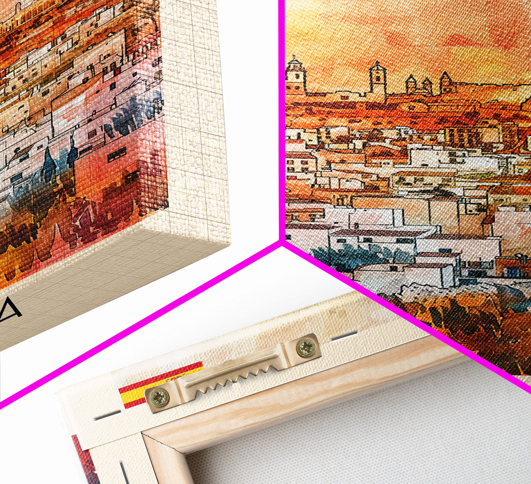 Almeria Spain Beachside City Travel Poster Art, Framed Canvas Print, Vibrant Wall Art for Living Room, Bedroom Decor, Home Decoration