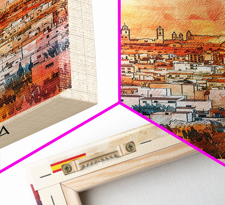 Almeria Spain Beachside City Travel Poster Art, Framed Canvas Print, Vibrant Wall Art for Living Room, Bedroom Decor, Home Decoration