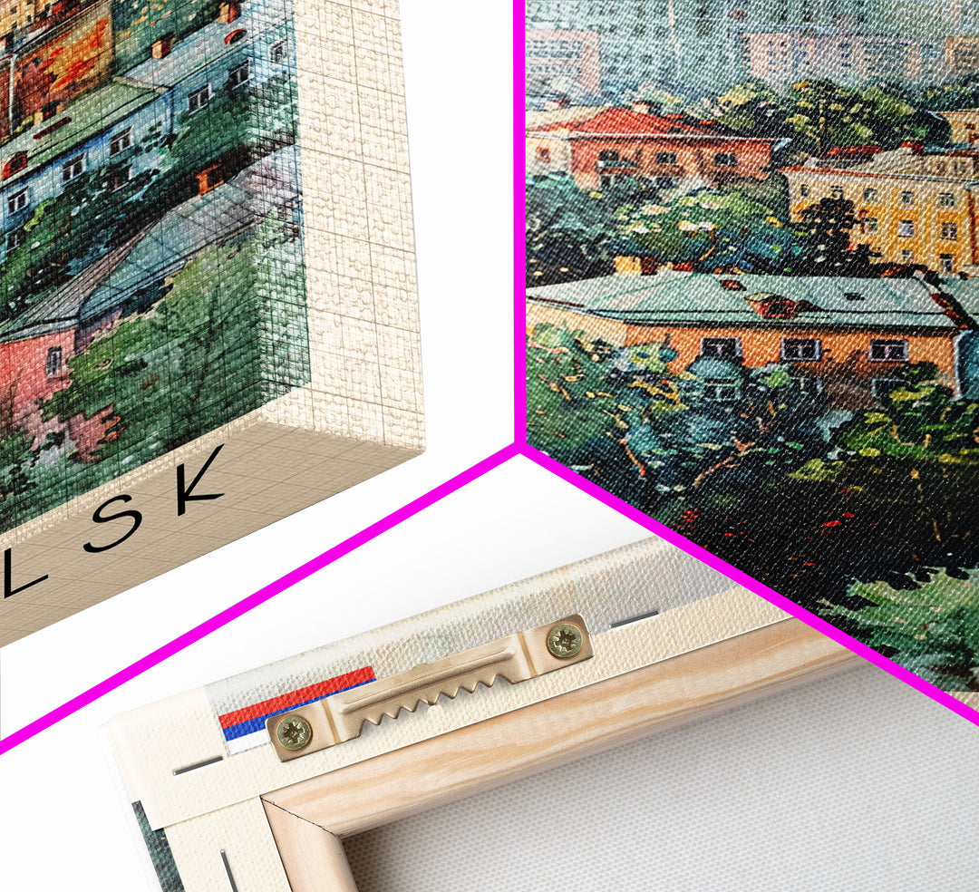 Majestic Arkhangelsk View, Framed Canvas Print, Perfect for Living Room Art, Travel Poster, Boho Home Decor, Watercolor Art