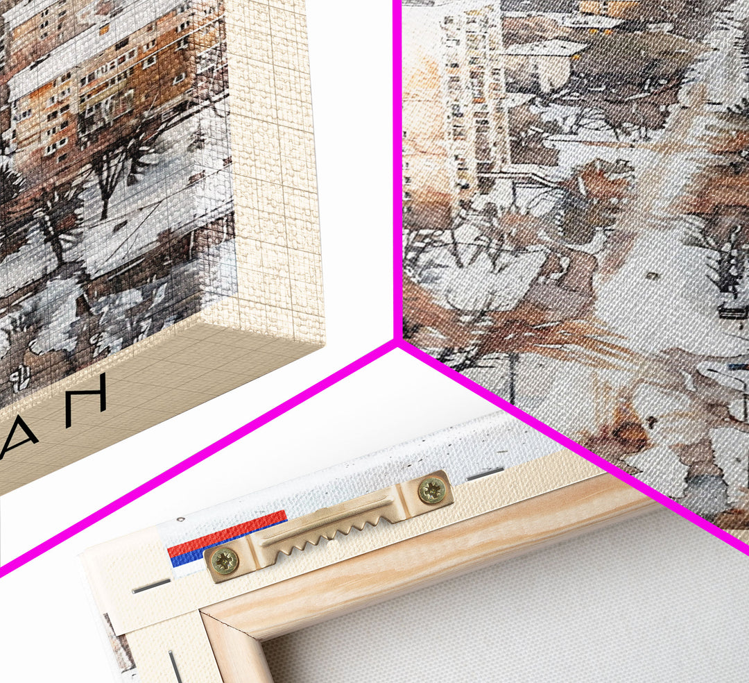 Astrakhan Russia Travel Poster Framed Canvas Print, Wall Art, Home Decor, Travel Print, Watercolor Painting, Urban Scene, Original Art