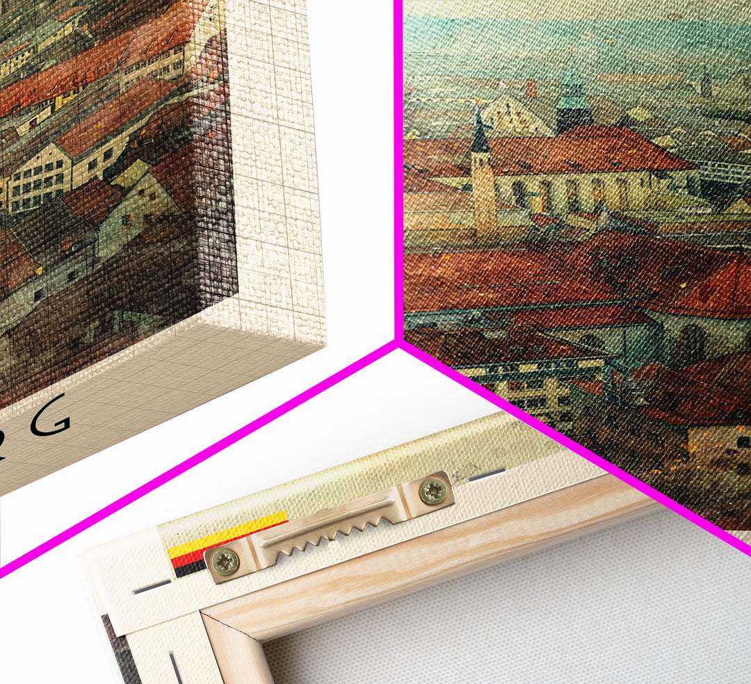 Augsburg Germany Travel Poster Framed Canvas Print, Wall Art, Home Decor, Travel Print, Watercolor Painting, Historical Cityscape, Original Art