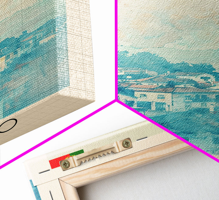 Barreiro Portugal Travel Poster Framed Canvas Print, Wall Art, Bedroom Decor, Watercolor Painting, Minimalist Art, Home Decoration