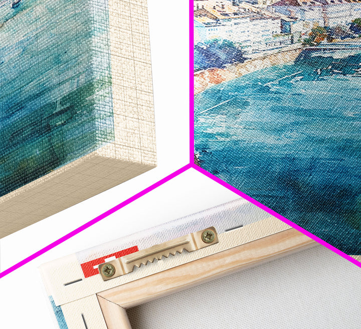 Basel Switzerland Travel Poster Framed Canvas Print, Wall Art, Home Decor, Watercolor Painting, Vacation Gift, Minimalist Art