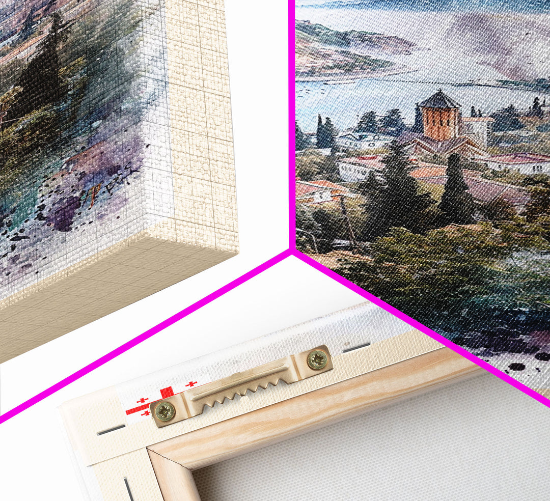 Batumi Georgia Travel Poster Framed Canvas Print, Wall Art, Home Decor, Watercolor Painting, Vacation Gift, Minimalist Art