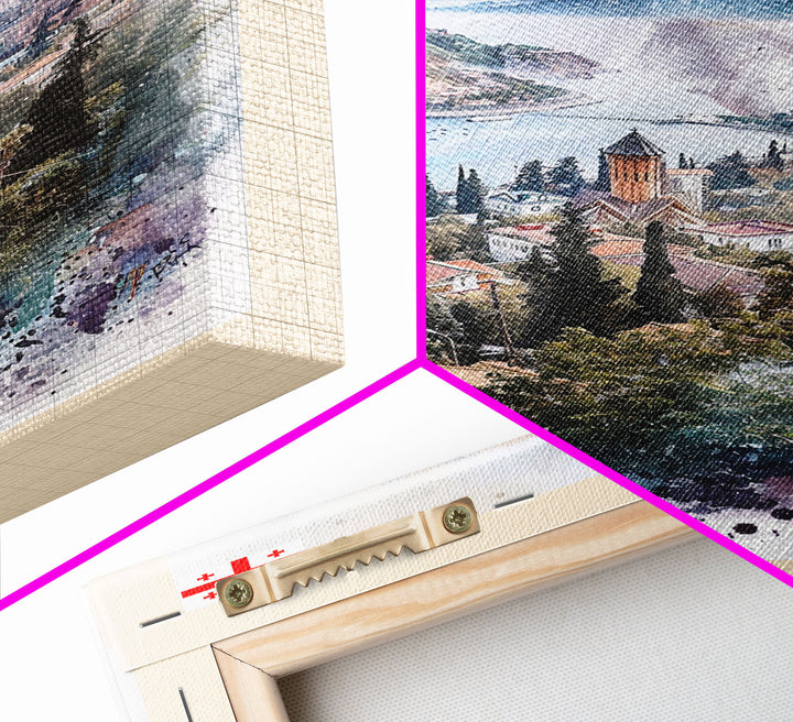 Batumi Georgia Travel Poster Framed Canvas Print, Wall Art, Home Decor, Watercolor Painting, Vacation Gift, Minimalist Art