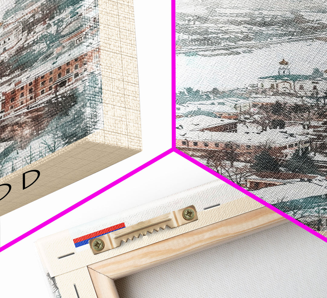 Belgorod Russia Travel Poster Framed Canvas Print, Wall Art, Home Decor, Watercolor Painting, Vacation Gift, Minimalist Art