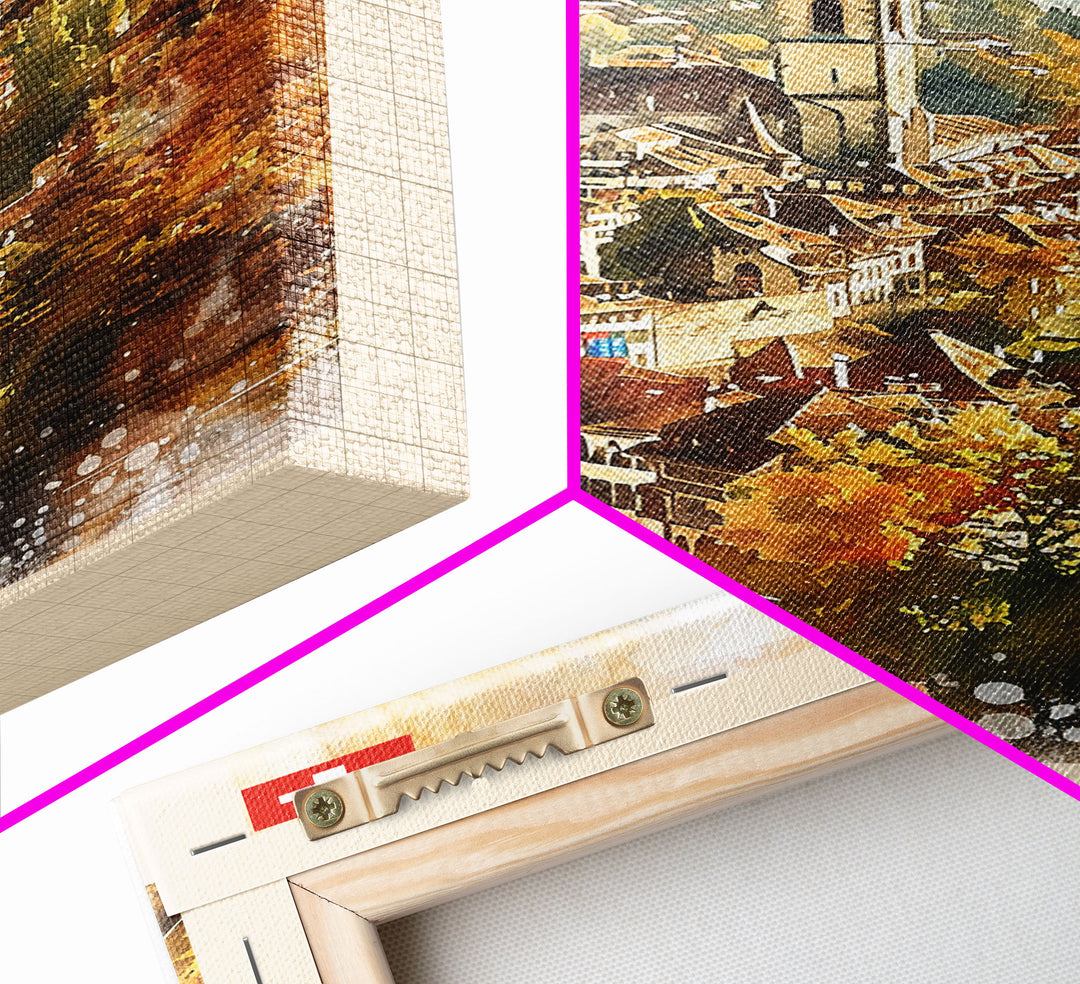 Bern Switzerland Travel Poster Framed Canvas Print, Watercolor Painting, Wall Art, Home Decor, Travel Print, Scenic Art, Original