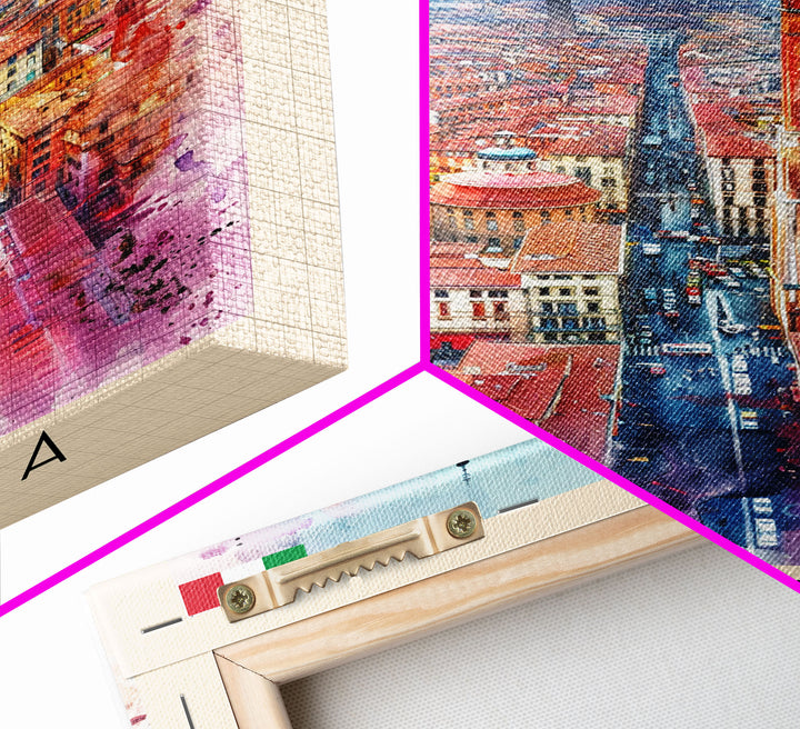 Bologna Italy Travel Poster Framed Canvas Print, Wall Art, Home Decor, Travel Print, Cityscape Art, Colorful Design, Original Art