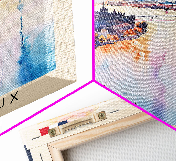 Bordeaux France Travel Poster Framed Canvas Print, Wall Art, Home Decor, Travel Print, Sunset View, Watercolor Art, Original Art