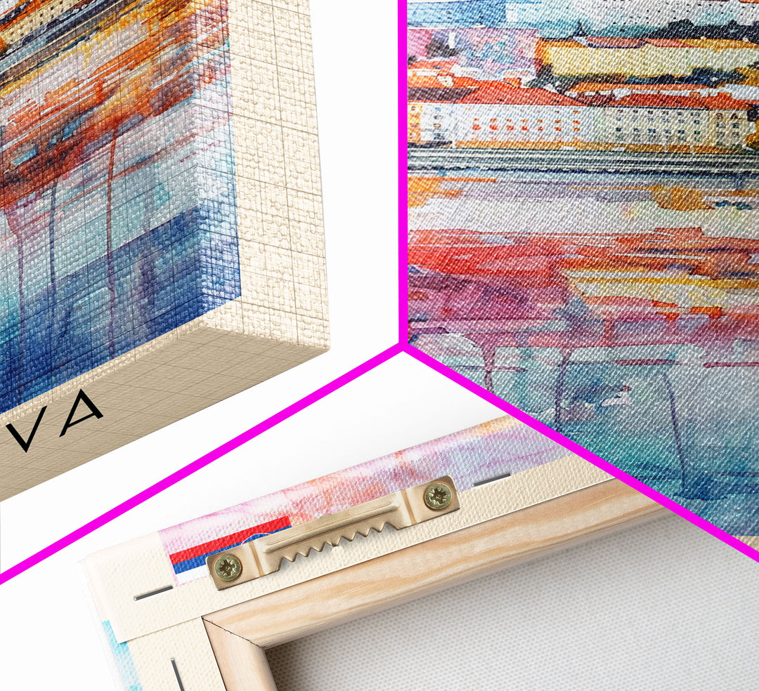 Bratislava Slovakia Travel Poster Framed Canvas Print, Wall Art, Home Decor, Watercolor Painting, Travel Print, Boho Style Art