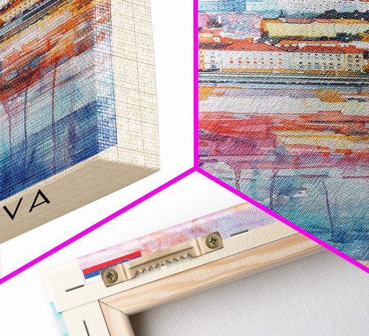 Bratislava Slovakia Travel Poster Framed Canvas Print, Wall Art, Home Decor, Watercolor Painting, Travel Print, Boho Style Art