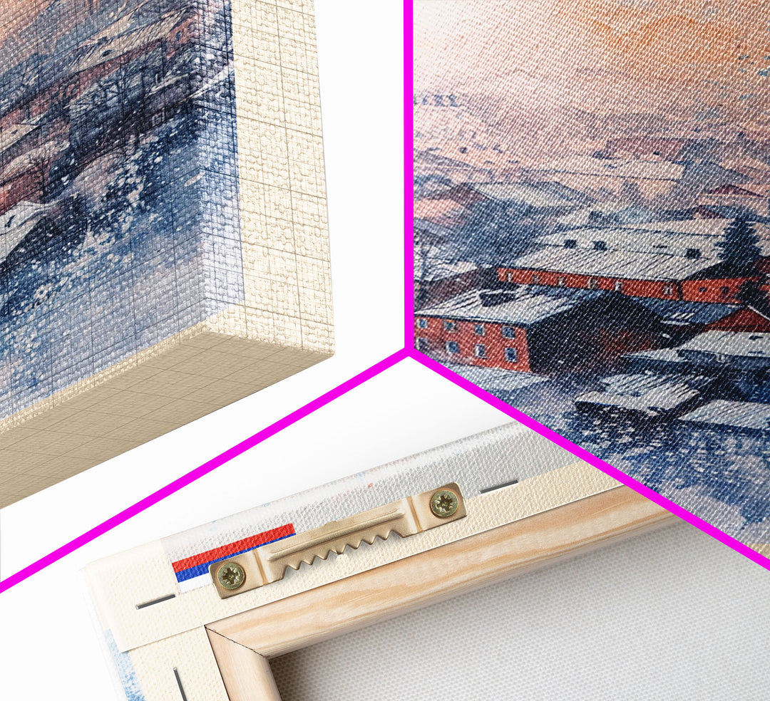 Bratsk Russia Travel Poster Framed Canvas Print, Winter Scene, Wall Art, Home Decor, Travel Print, Abstract Watercolor, Minimalist Art