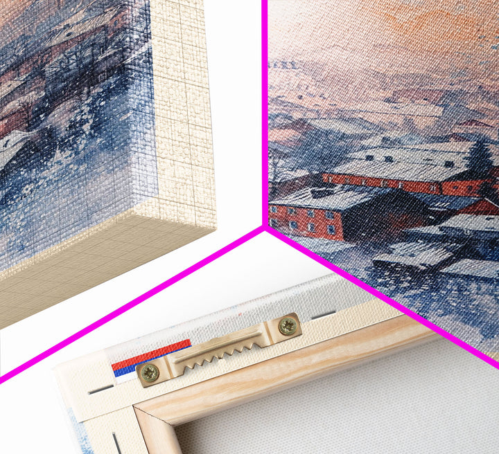 Bratsk Russia Travel Poster Framed Canvas Print, Winter Scene, Wall Art, Home Decor, Travel Print, Abstract Watercolor, Minimalist Art