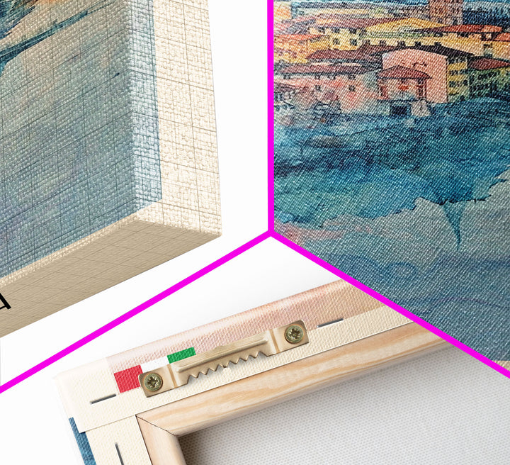 Brescia Italy Travel Poster Framed Canvas Print, Cityscape Art, Wall Decor, Travel Print, Watercolor Painting, Boho Style Art