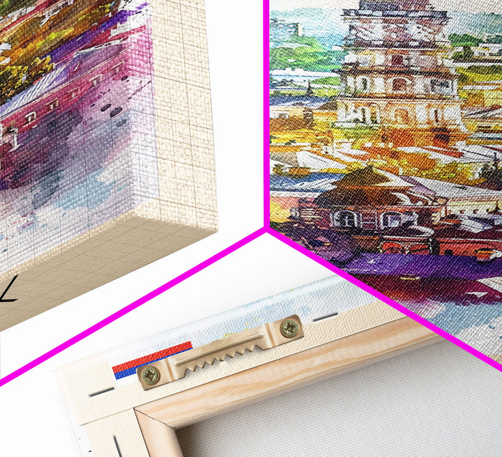 Bryansk Russia Travel Poster Framed Canvas Print, Watercolor Painting, Urban Scene, Wall Art, Home Decor, Bedroom Art, Minimalist Travel Print