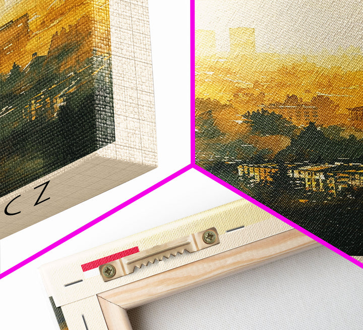 Bydgoszcz Poland Travel Poster Framed Canvas Print, Watercolor Cityscape, Wall Art, Home Decor, Travel Print, Boho Style, Art Piece