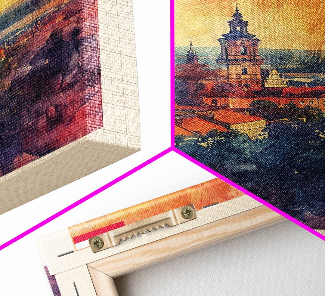 Bytom Poland Travel Poster Framed Canvas Print, Watercolor Painting, Urban Scene, Wall Art, Home Decor, Living Room Art, Minimalist Travel Print