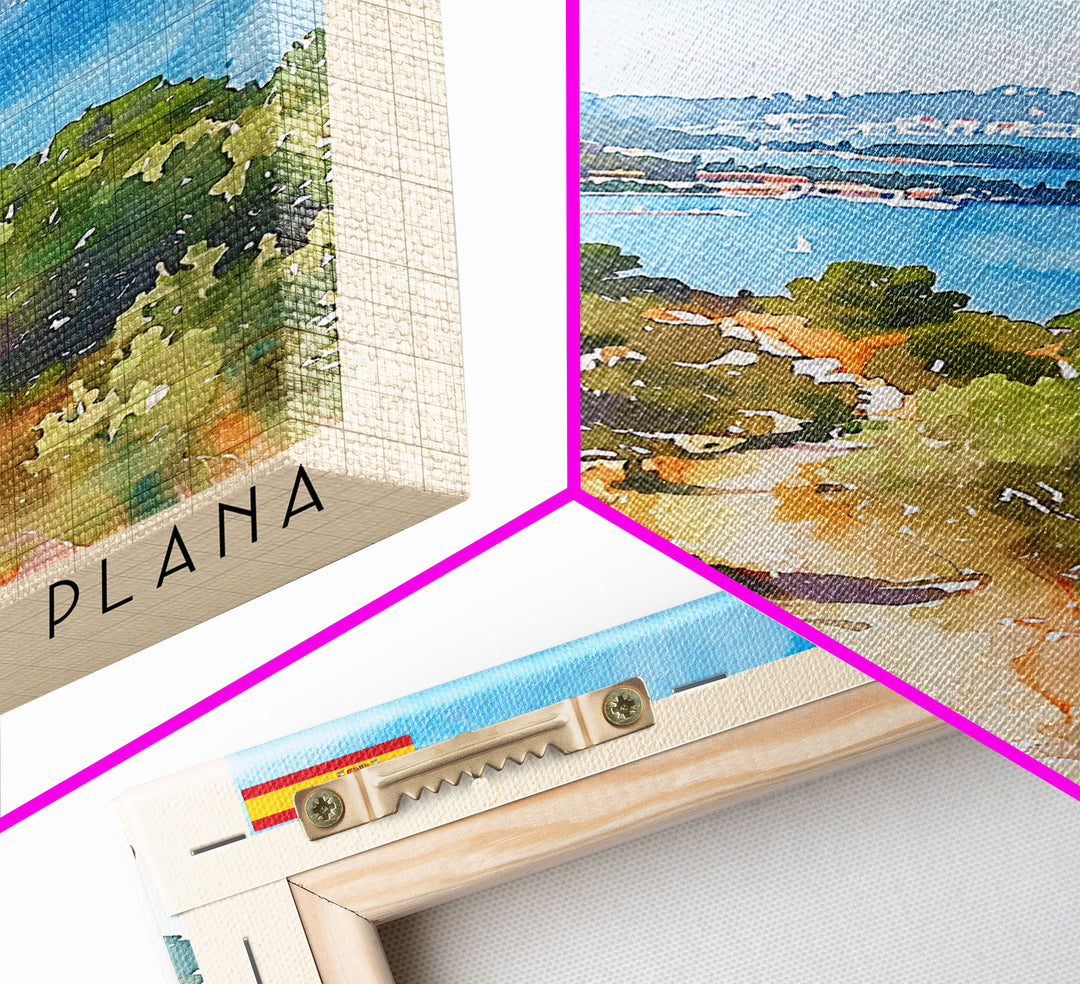 Castellón de la Plana Spain Travel Poster Framed Canvas Print, Wall Art, Home Decor, Travel Print, Vacation Gift, Watercolor Painting, Original Art