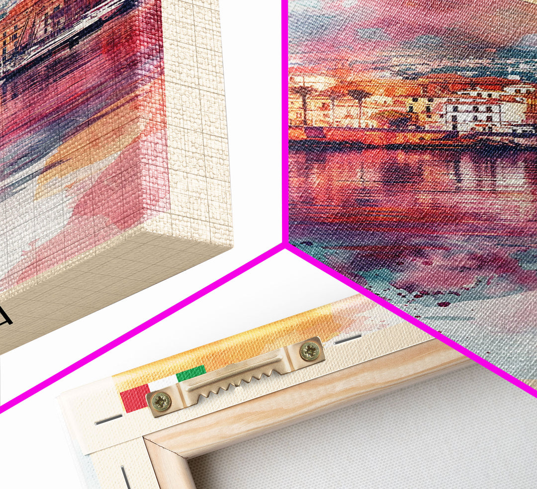 Catania Italy Travel Poster Framed Canvas Print, Wall Art, Home Decor, Travel Print, Vacation Gift, Watercolor Painting, Original Art