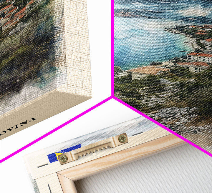 Cazin Bosnia and Herzegovina Travel Poster Framed Canvas Print, Wall Art, Home Decor, Travel Print, Vacation Gift, Watercolor Painting, Original Art