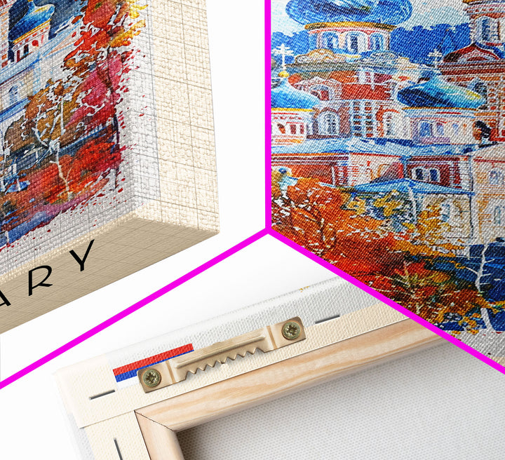 Cheboksary Russia Travel Poster Framed Canvas Print, Wall Art, Home Decor, Travel Print, Boho Watercolor Painting, Original Art