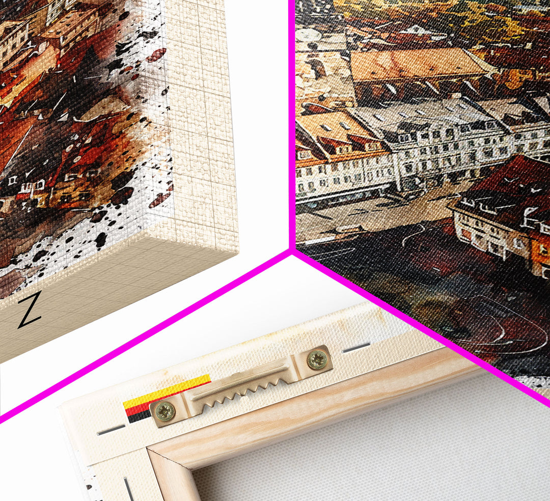 Chemnitz Germany Travel Poster Framed Canvas Print, Wall Art, Home Decor, Travel Print, Minimalist Watercolor Painting, Original Art