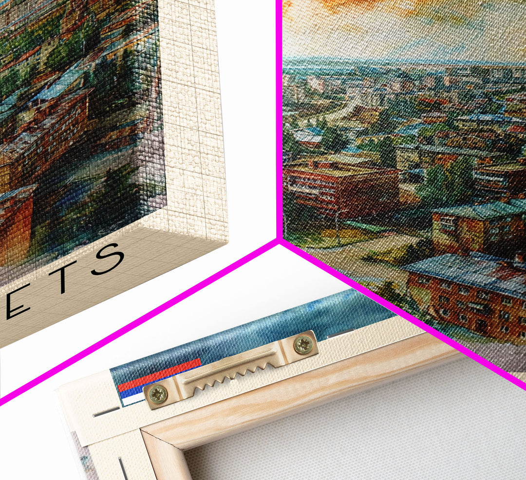 Cherepovets Russia Travel Poster Framed Canvas Print, Wall Art, Home Decor, Travel Print, Abstract Watercolor Painting, Original Art