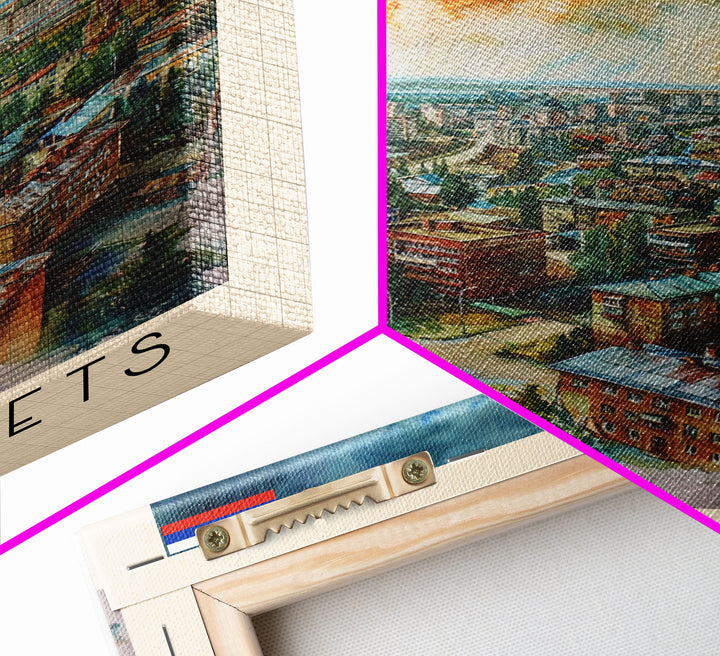 Cherepovets Russia Travel Poster Framed Canvas Print, Wall Art, Home Decor, Travel Print, Abstract Watercolor Painting, Original Art