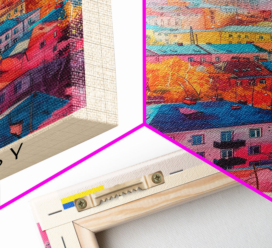 Cherkasy Ukraine Travel Poster Framed Canvas Print, Wall Art, Home Decor, Travel Print, Boho Watercolor Painting, Original Art