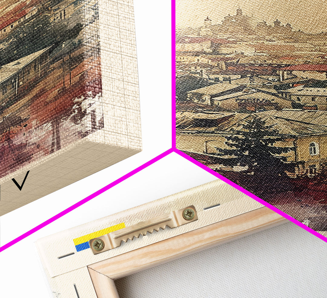 Chernihiv Ukraine Travel Poster Framed Canvas Print, Wall Art, Home Decor, Travel Print, Vintage Watercolor Painting, Original Art