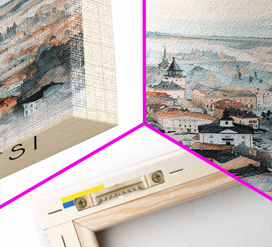 Chernivtsi Ukraine Travel Poster Framed Canvas Print, Wall Art, Home Decor, Travel Print, Minimalist Watercolor Painting, Original Art