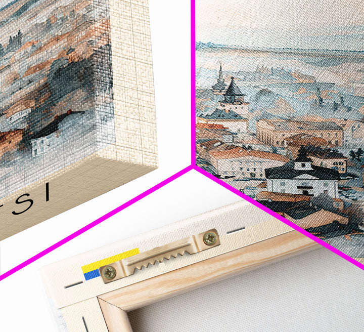 Chernivtsi Ukraine Travel Poster Framed Canvas Print, Wall Art, Home Decor, Travel Print, Minimalist Watercolor Painting, Original Art