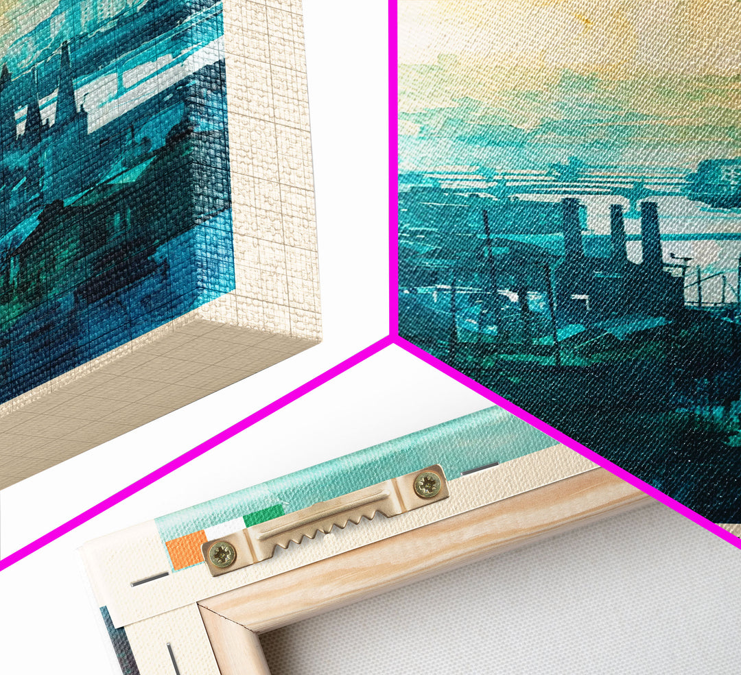 Cork Ireland Watercolor Travel Poster, Framed Canvas Print, Cityscape Wall Art, Home Decoration, Living Room Decor, Original Artwork, Travel Print