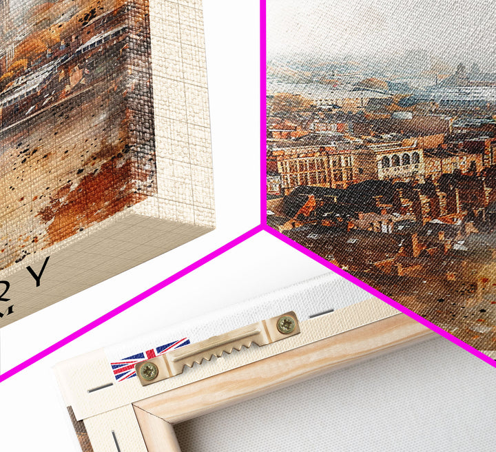 Coventry United Kingdom Travel Poster, Framed Canvas Print, Abstract Cityscape Wall Art, Home Decor, Living Room Decoration, Watercolor Art, Travel Print