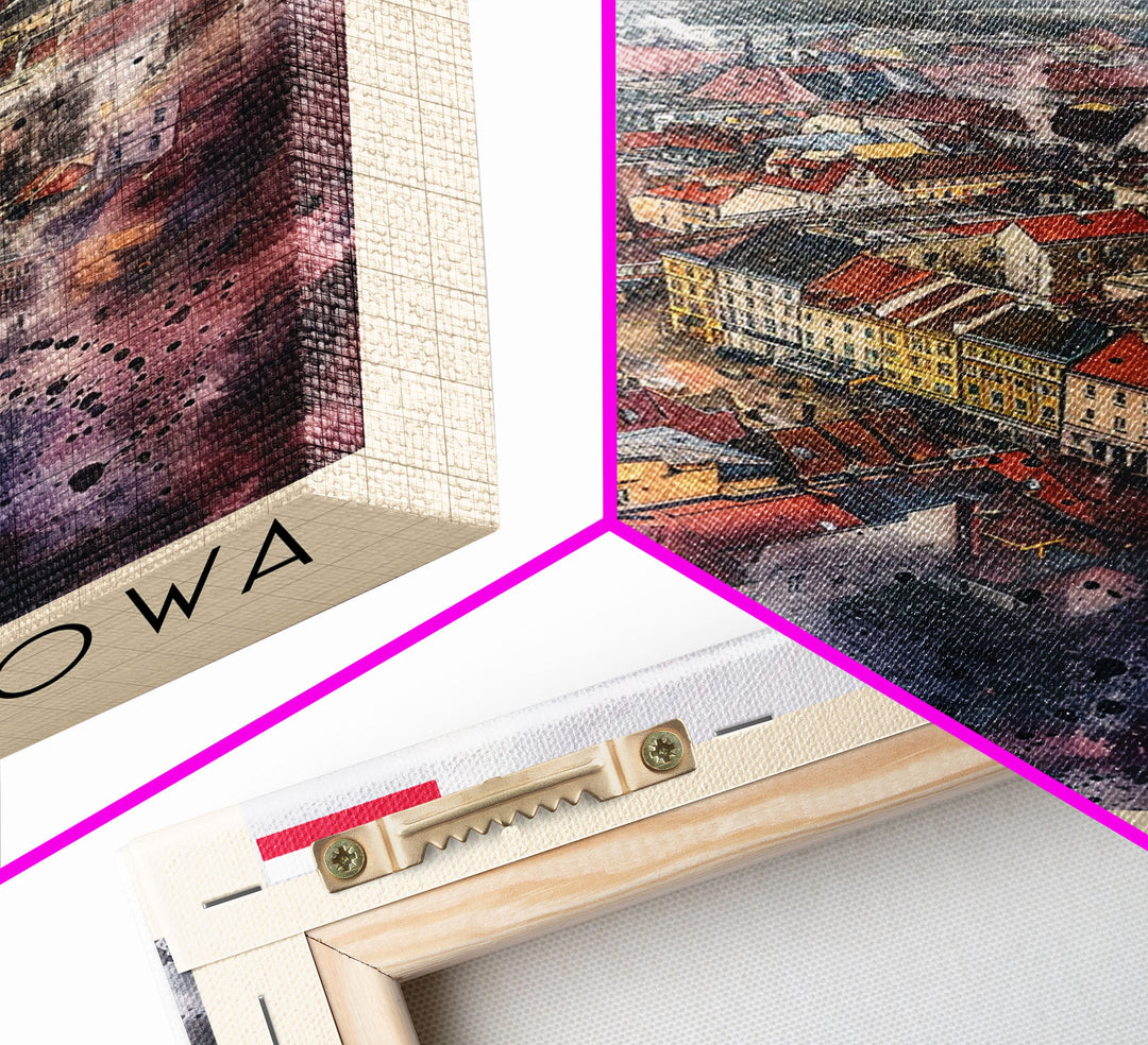 Czestochowa Poland Framed Canvas Print, Watercolor Travel Poster, Cityscape Wall Art, Home Decor, Living Room Artwork, Original Art, Travel Print