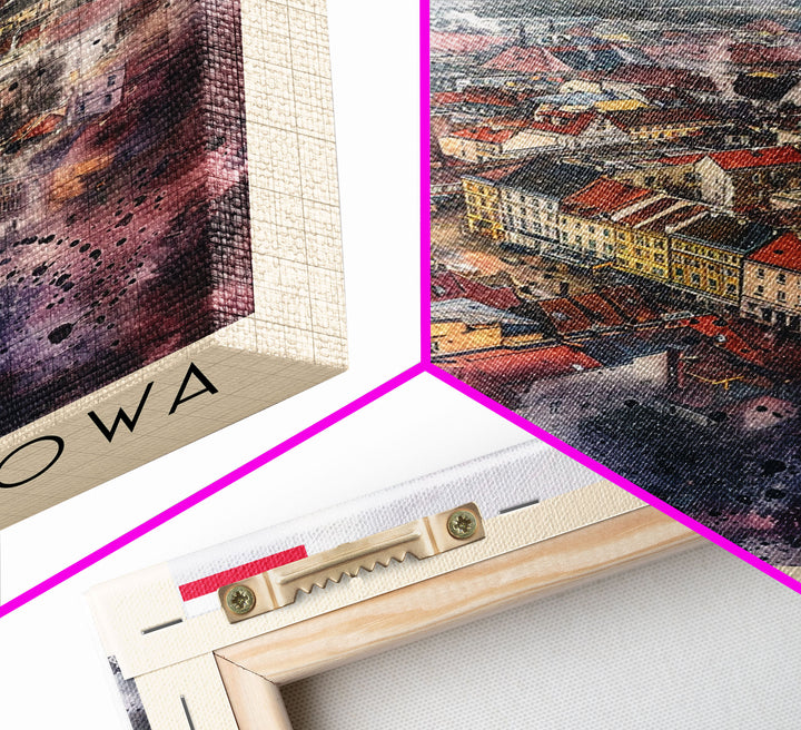 Czestochowa Poland Framed Canvas Print, Watercolor Travel Poster, Cityscape Wall Art, Home Decor, Living Room Artwork, Original Art, Travel Print