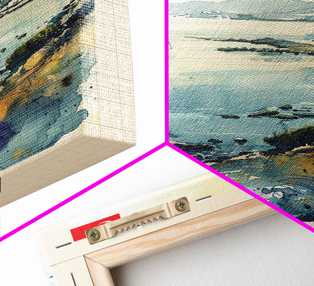 Denizli Turkey Watercolor Travel Poster, Framed Canvas Print, Coastal Cityscape Wall Art, Home Decor, Living Room Decoration, Original Artwork, Travel Print