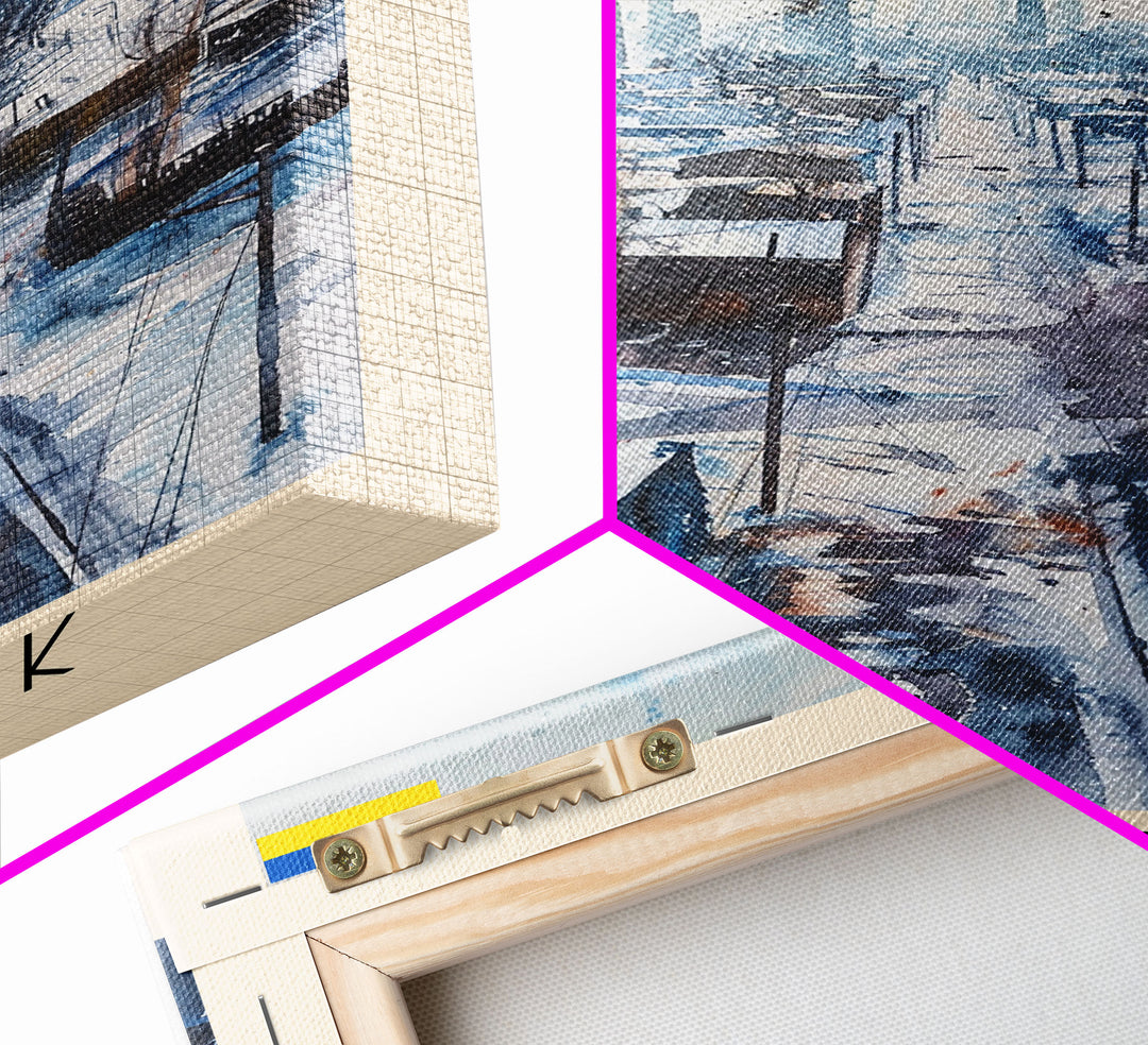 Donetsk Ukraine Winter Scene Framed Canvas Print, Watercolor Travel Poster, Ukrainian Urban Art, Cold Season Decor, Unique Wall Art, Living Room Decoration