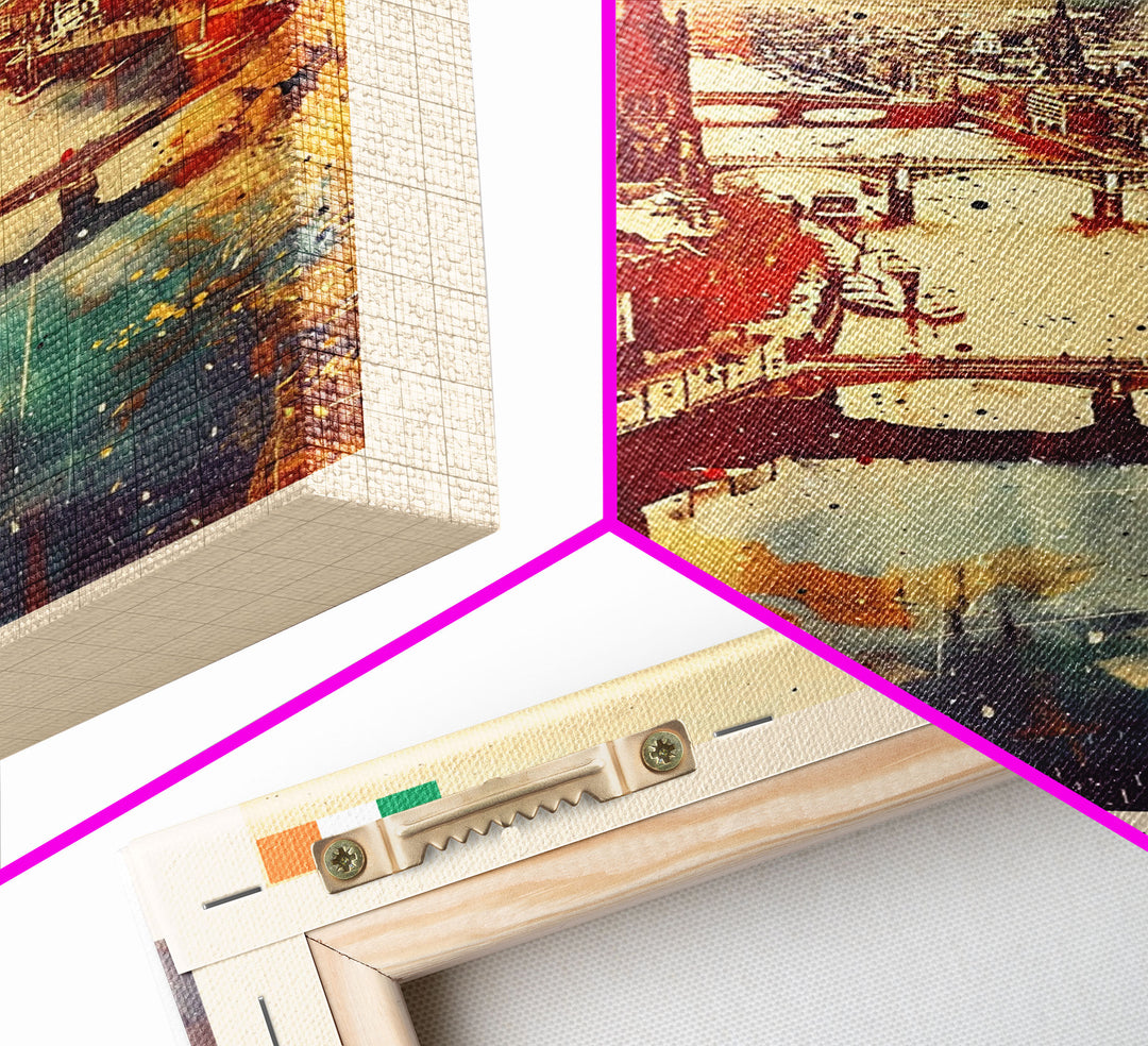 Vibrant Dublin, Ireland Framed Canvas Print. Perfect Wall Art for Living Room or Bedroom Decor, Captivating Travel Poster Art.